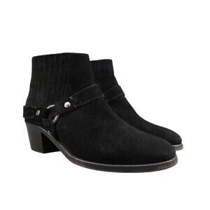 AllSaints Shoes Womens 40 Bootie Harness Leather Block Heel Fashion Slip On Boot